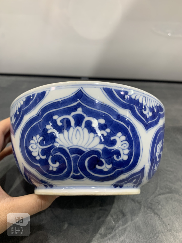 清康熙青花如意纹盖缸 - 图3